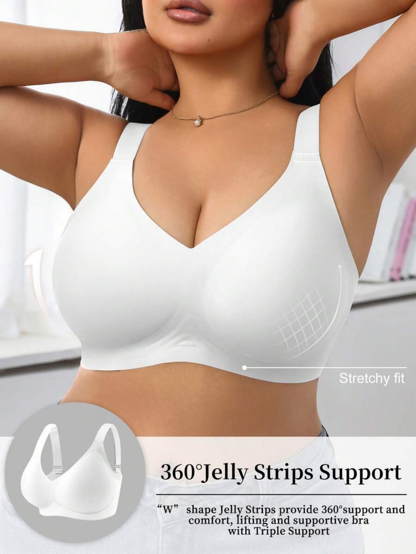 Push Up Bra Silicone - Women's High Support Sports Bra, Wire-Free